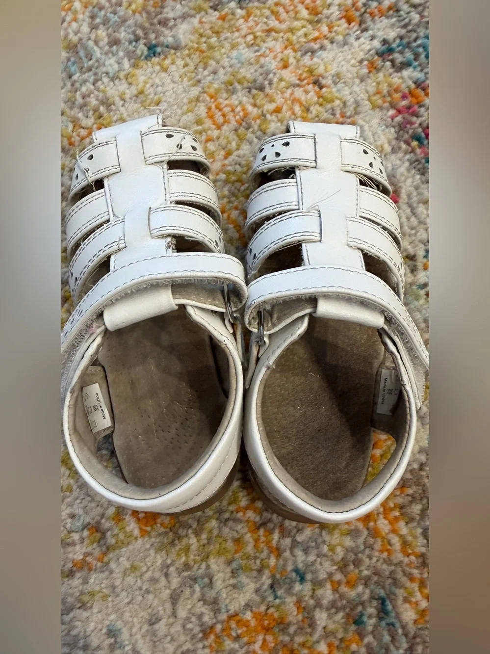 See Kai Run White Leather Closed-Toe Kids Sandals (size est. 11 toddler)